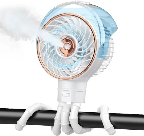Vista 9 de Ausic Ventilador portátil Mister de 3.5 fl oz para cochecito, batería recargable segura para bebés, esenciales para bebés, ventiladores de clip