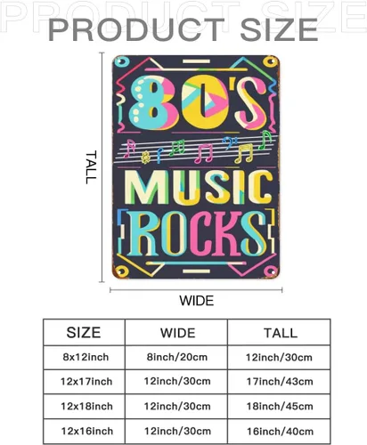 Vista 7 de Letrero musical de los años 80, diseño de rocas, vintage, divertido, de metal, para garaje, baño, oficina, hombre, cueva, pub, bar, regalo de 8 x 12