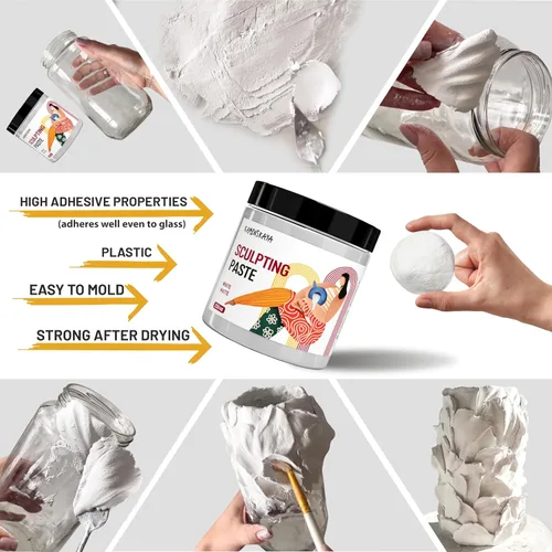 Vista 4 de KAMENSKAYA Sculpture Paste - Paper Paste for Sculpting - White Matte, 250 ml (8.45 fl oz)