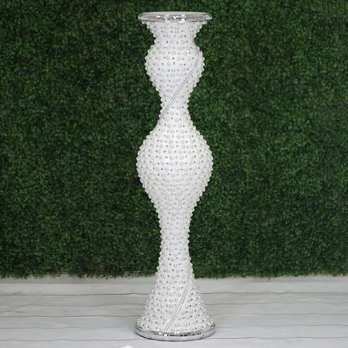 Vista 9 de Efavormart - Juego de 2 jarrones de trompeta con cuentas doradas de cristal para mesa de boda, 23 pulgadas de alto