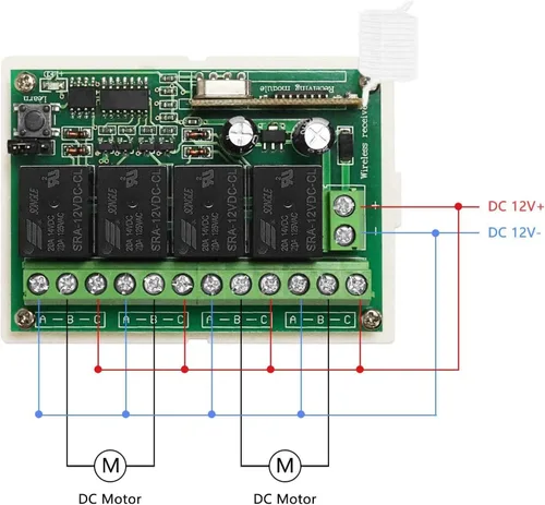 Vista 6 de Interruptor Remoto de Relé de 12V Interruptor de Control Remoto Inalámbrico RF Módulo de Relé de 4 Canales Transmisor de 433Mhz Kit Receptor