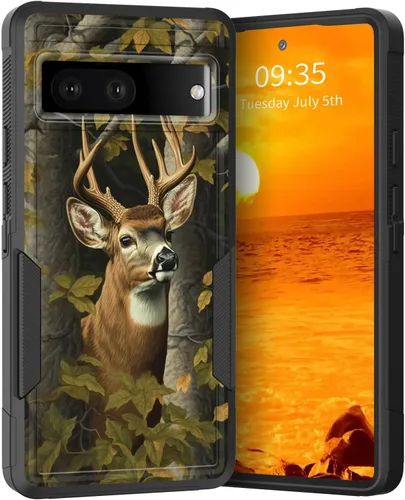 Vista 223 de Funda para Pixel 6A, Híbrida de Doble Capa de Servicio Pesado Resistente a Prueba de Golpes PC Duro + Funda Protectora de Silicona Suave para Google