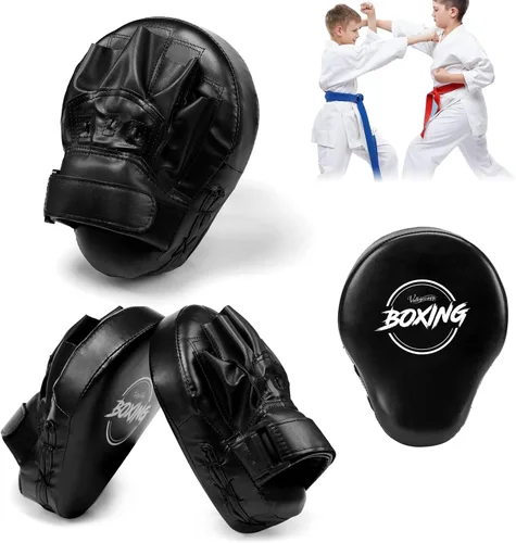 Vista 7 de Valleycomfy - Manoplas de boxeo curvadas de piel sintética para entrenamiento Leatherette Training Hand Pads,Ideal for Karate, Muay Thai Kick