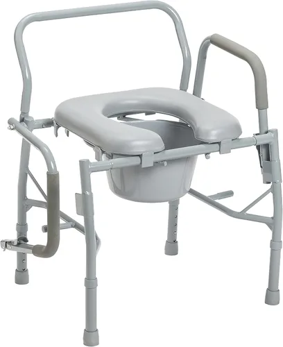 Vista 2 de Drive Medical Silla cómoda para inodoro con asiento acolchado y brazos, gris