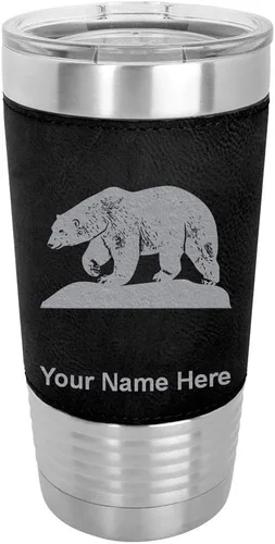 Vista 21 de LaserGram Vaso aislado al vacío de 20 onzas, oso polar, grabado personalizado incluido (piel sintética, estilo béisbol)