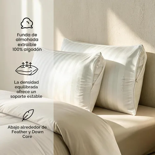 Vista 4 de Calvin Klein 650 Fill Power - Almohada de cama de plumas tamaño Queen