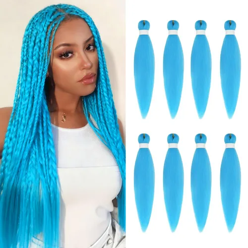 Vista 81 de 8 paquetes de extensiones preestiradas - 16 pulgadas de cabello trenzado premium, 55G/paquete, sin picazón, fijación en agua caliente, textura Perm