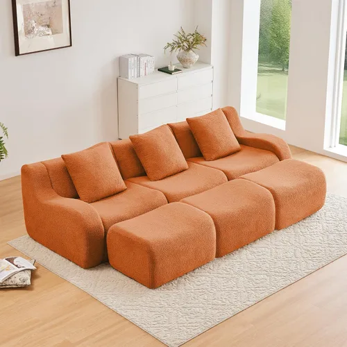 Vista 11 de Boneless Cloud - Sofá modular modular de 82.7 pulgadas, cómodo sofá biplaza de tela de peluche, sofás seccionales de asiento profundo para sala