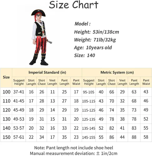 Vista 6 de Antbutler Disfraz de pirata para niños, disfraz de pirata para niños, disfraz de pirata de Halloween, disfraz de cosplay para niños de 3 a 12 años
