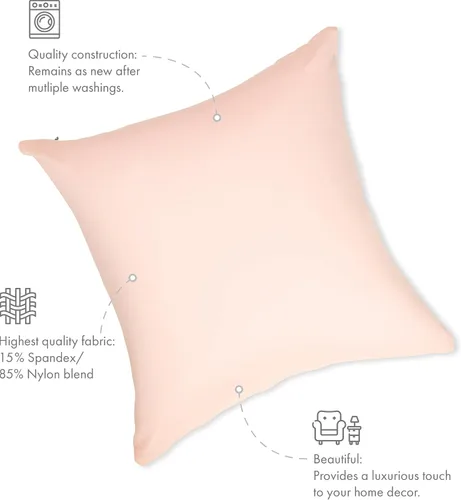 Vista 6 de PILLOWY Almohada Decorativa de 12" x 20" - Crema Durazno: 1 PIEZA Almohada de Microperlas Premium de Lujo con Tela de Nylon/Spandex 85/15. Siempre