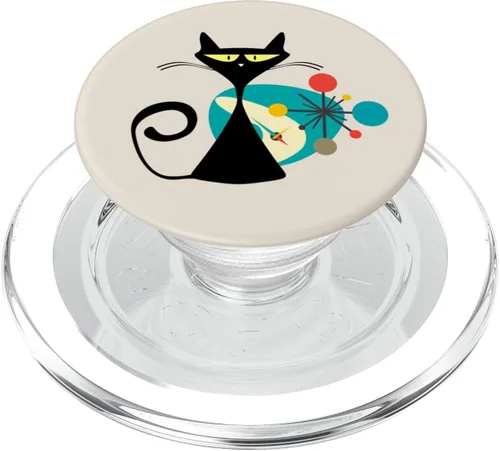 Vista 8 de Midcentury Mid Century Cat Retro Atomic Age Space Modern PopSockets intercambiables PopGrip