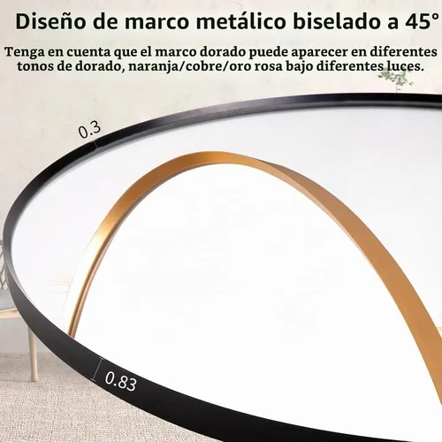 Vista 5 de Espejo de Baño LED Redondo de 30 Pulgadas, Espejo de Tocador Retroiluminado de Pared con Marco Biselado de 45°, Espejo Iluminado para Dormitorio