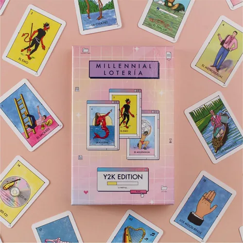 Vista 8 de Loteria millennial: Edición Y2K - Juego de fiesta de bingo mexicano de parodia, juego de cartas de emparejamiento, nostalgia y humor icónico