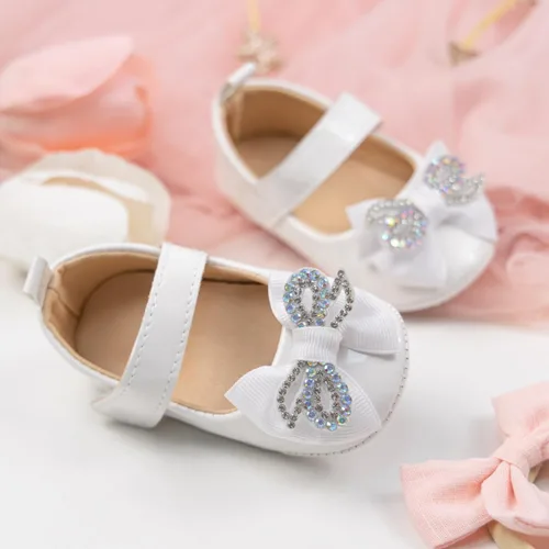 Vista 7 de Zapatos planos Mary Jane para bebés y niñas, suela de goma antideslizante con Bownot para primeros pasos, zapatos de vestir de boda de princesa