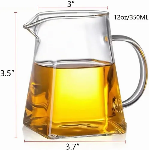 Vista 3 de Jarra de vidrio con asa, jarra de leche y crema, resistente al calor de vidrio de borosilicato para café, té o jarabe de arce, apta para estufa