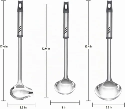 Vista 6 de Cucharón de salsa con boquilla, cucharón de vertido pequeño de metal