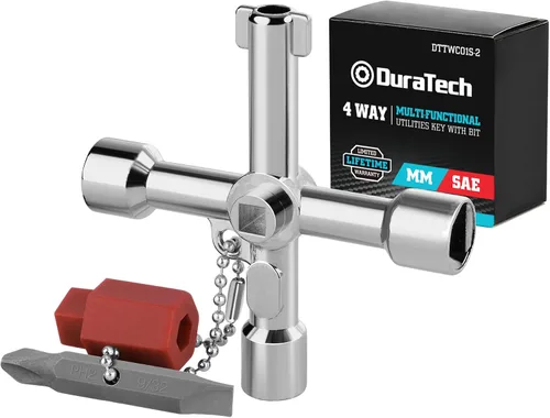 Vista 10 de DURATECH Llave de utilidad de 4 vías, 1 paquete Llave de agua multifuncional, para válvula, grifo y espitas