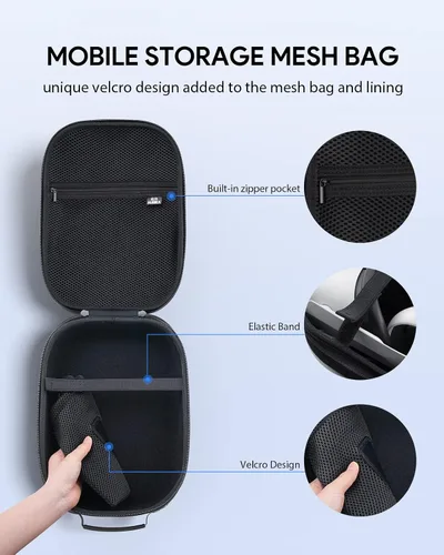 Vista 8 de AUBIKA Juego de accesorios 8 en 1 para MetaOculus Quest 2, incluye correa para la cabeza Elite + funda de transporte rígida + cubierta frontal