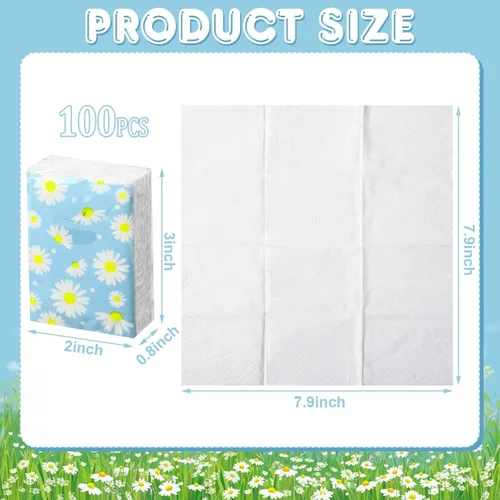 Vista 2 de Outus Paquete de 100 800 hojas de pañuelos pequeños de bolsillo de viaje, 3 capas, tamaño de viaje, pañuelos faciales individuales, diseño floral
