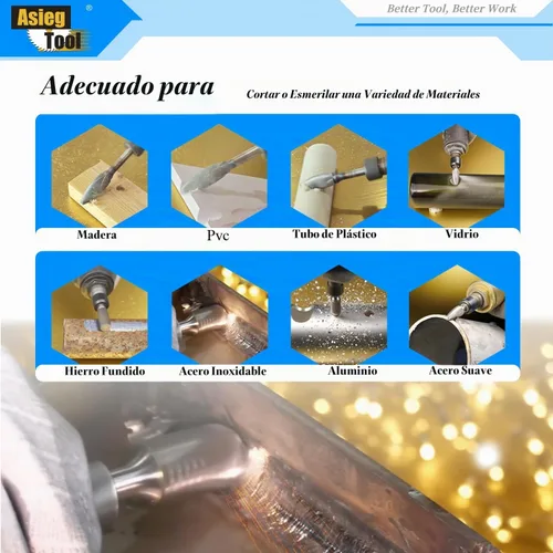 Vista 7 de Lima giratoria de carburo de tungsteno SC-3, forma cilíndrica de extremo de punta de bola, corte doble para brocas de amoladora de troquelado