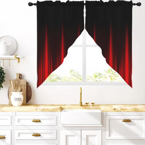 Vista 9 de Coxila Cortinas 100% opacas en negro y beige de 42 x 63 pulgadas, cortinas góticas degradadas con aislamiento térmico para dormitorio