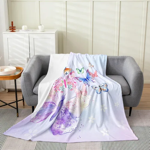 Vista 22 de Castle Fairy Manta de forro polar Sherpa con estampado de aviones para niños, manta de franela de dibujos animados para sofá, avión, azul y blanco