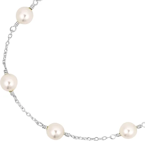 Vista 2 de AeraVida Pulsera ajustable de cadena de plata esterlina con perlas blancas luminosas - 7 pulgadas, perla
