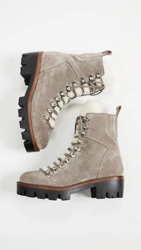 Vista 5 de Jeffrey Campbell Botas de combate Culvert Sherpa para mujer, color gris topo, bronceado, gris, talla 9.5 M de EE. UU, Bronceado, gris pardo