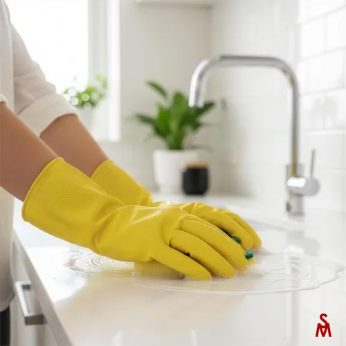 Vista 2 de SteadMax 3/6 Pairs Cleaning Gloves, Reusable Natural Rubber Dish Gloves, Non-Slip Gloves for Kitchen and Household