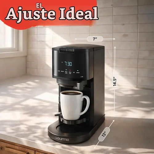 Vista 10 de Gourmia - Cafetera de 12 tazas y una sola porción, jarra de vidrio, color negro