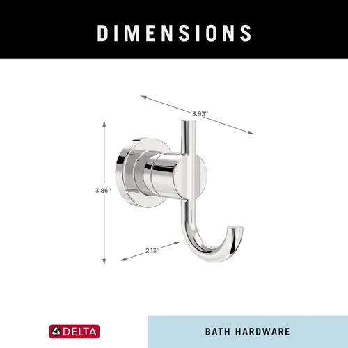 Vista 7 de Delta NIC35-PC Nicoli - Accesorio de baño con gancho doble para toallas en cromo pulido