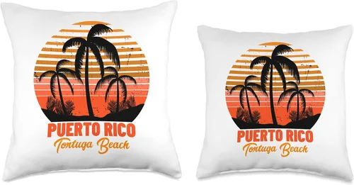 Vista 3 de Tortuga Beach Puerto Rico Throw Pillow