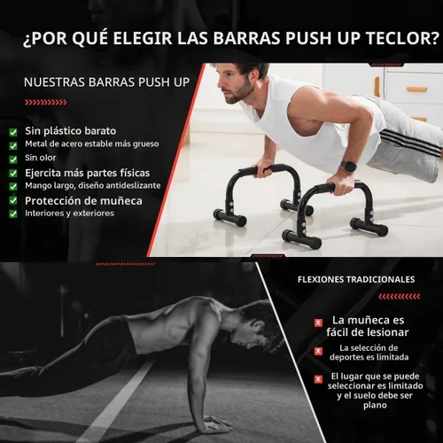 Vista 7 de Teclor Barra de flexión, barras paralelas para L-sit & Dip, soporte de barras paralelas que no se tambalean para paradas de manos, plancha completa