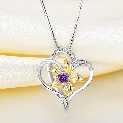 Vista 4 de YL Collar de plata de ley con colgante de flor de lirio para mujer