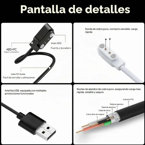 Vista 4 de Compatible con cargador de reloj inteligente Argom Skeiwatch C30 C70, [2 unidades, modelo A+modelo B, solo un ajuste] Cable de carga magnético