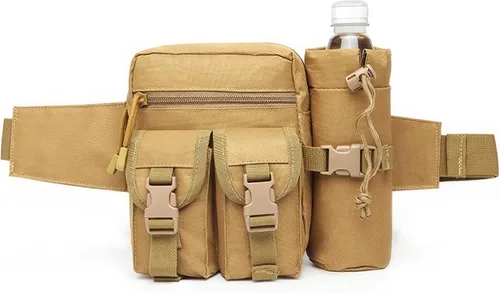 Vista 9 de Riñonera táctica con soporte para botella de agua, versátil e impermeable, riñonera militar, cinturón de utilidad para senderismo al aire libre