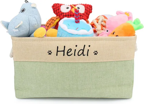 Vista 10 de Cesta de almacenamiento personalizada de juguetes para perros, plegable, caja de almacenamiento con nombre de la mascota, organizador para juguetes