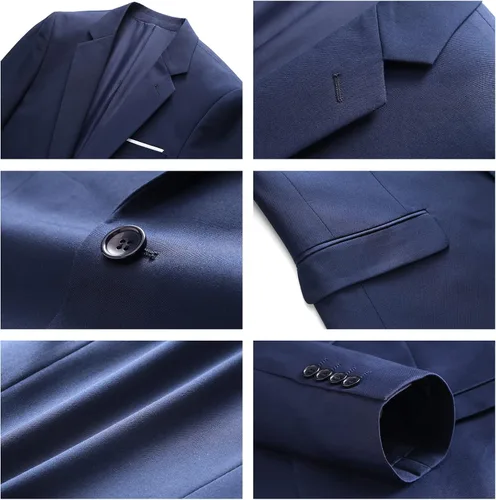 Vista 5 de Chaqueta casual de traje ajustado para hombre, chaqueta de un botón, ligera, deportiva, formal, traje de negocios diario, chaqueta