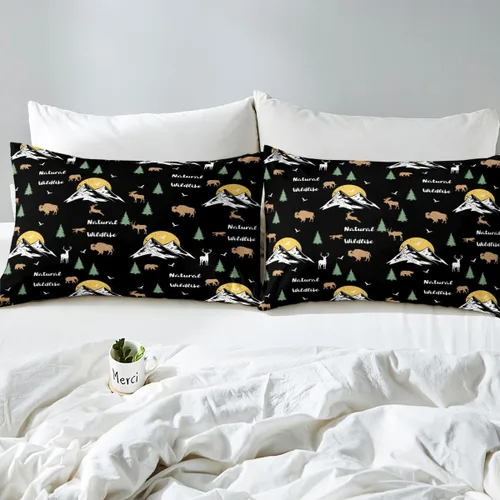 Vista 6 de Erosebridal Happy Camping - Sábana bajera ajustable individual para niños, diseño de animales del bosque del bosque, para bebés, niños y niñas