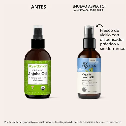 Vista 2 de Aceite de jojoba orgánico de Sky Organics (4 onzas líquidas) USDA Orgánico 100% puro y prensado en frío Aceite de jojoba sin refinar para piel grasa