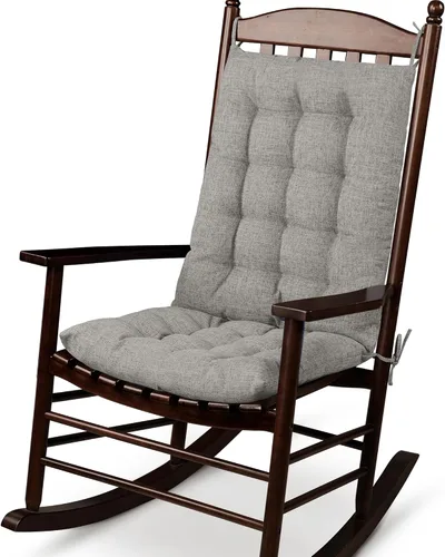 Vista 13 de ELFJOY Cojines para silla mecedora, respaldo alto y cojín de asiento, color Lino Azul