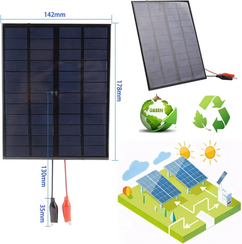 Vista 4 de 2 paneles solares de 12 V, 3.6 W, 12 V, 300 mA, pequeños paneles solares de polisilicio epoxi, módulo de celda solar de polisilicio con clip