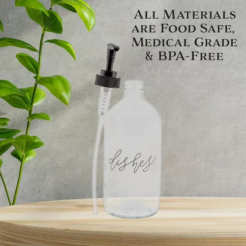 Vista 8 de Cornucopia Brands Botellas de bomba para platos de manos de 16 onzas (transparentes, juego de 2); dispensadores de bomba para cocina y hogar
