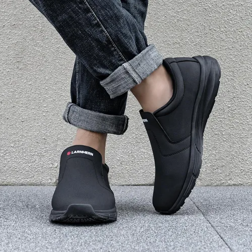 Vista 3 de LARN SAFETY Zapatos antideslizantes para hombre, para servicio de alimentos, zapatos de trabajo, impermeables, antideslizantes, para cocina