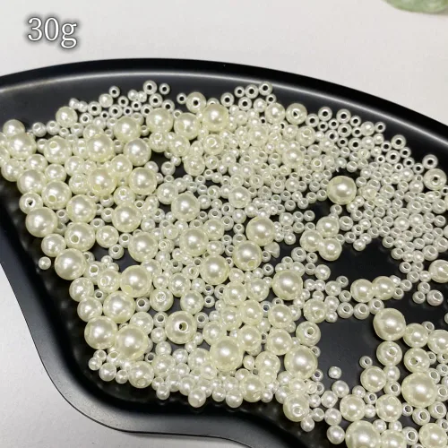 Vista 6 de Cuentas de perlas mixtas de 30 a 0.315 in, perlas redondas sueltas de satén, cuentas de plástico para hacer joyas, aretes, pulseras, collares