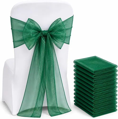 Vista 26 de Juego de 10 lazos para sillas con lazos para atar en la parte trasera, artículos decorativos para bodas, recepciones, eventos, banquetes, sillas