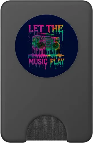 Vista 2 de Freestyle Dance Music Let The Music Play Retro Drip Boombox PopSockets PopWallet for MagSafe