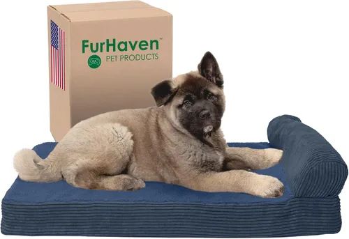 Vista 59 de Furhaven Cama de espuma viscoelástica para perros grandes con refuerzos extraíbles y funda lavable, para perros de hasta 95 libras - Sofá de Gris