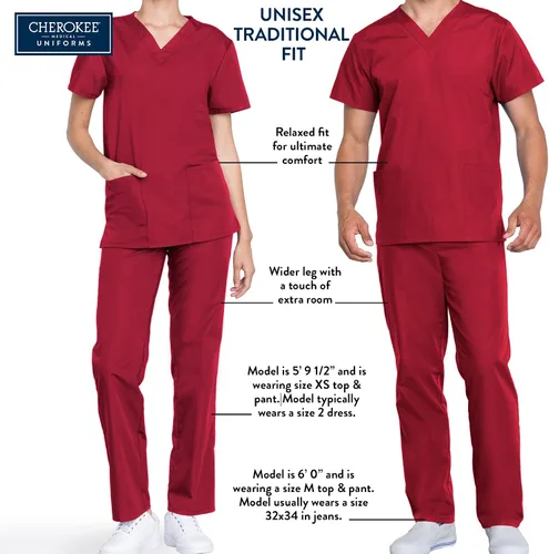 Vista 3 de Cherokee Big and Tall Originals Unisex V-Neck Scrubs Top