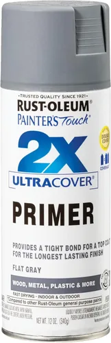 Vista 10 de Rust-Oleum 249846 Painter's Touch 2X Ultra Cover Imprimación en aerosol de 12 onzas, negro plano